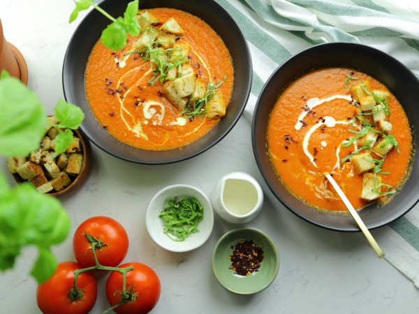 Cold Minty Carrot and Tomato Soup