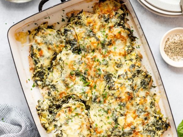 Asparagus, Spinach, and Artichoke Bake
