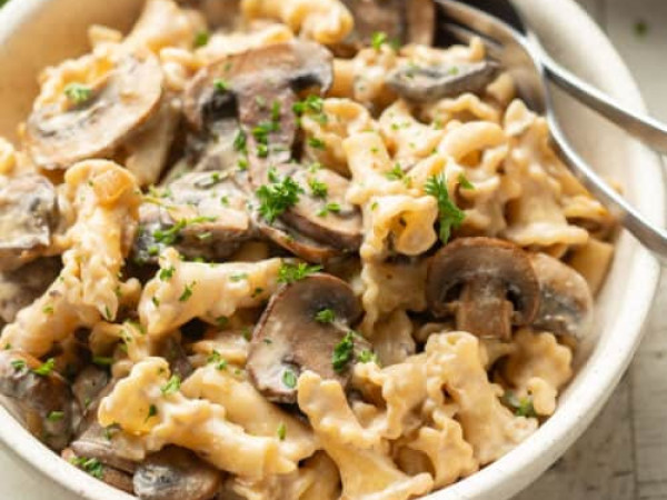 Creamy Kale and Mushroom Stroganoff with Quinoa