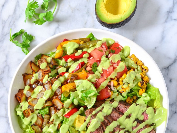 Steak Salad Made Easy in the Slow Cooker with Cilantro Lime Dressing