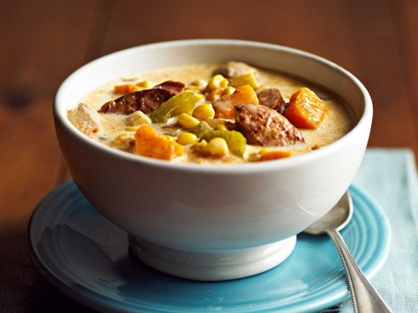 Corn, Sweet Potato, and Andouille Sausage Soup