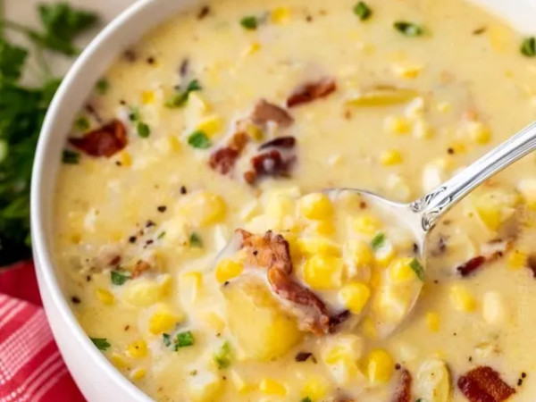 Hearty Potato and Corn Chowder Made in a Slow Cooker