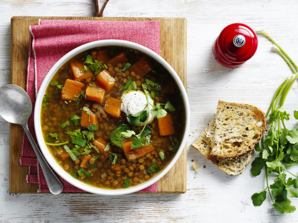 Spiced Sweet Potato and Lentil Soup from India