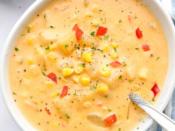 Vegan Corn Chowder with Texture