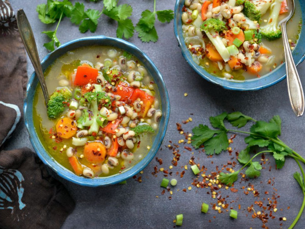 Zesty Soup with Black-Eyed Peas and Sweet Potatoes