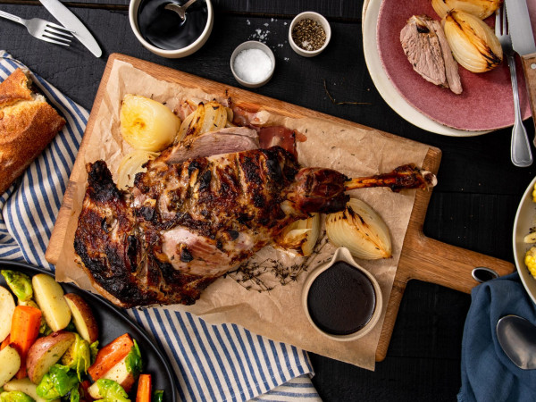 Roasted Leg of Lamb with a Raspberry Glaze