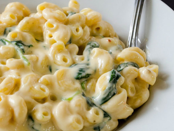 Macaroni and Cheese Enhanced with Spinach and Greek Yogurt