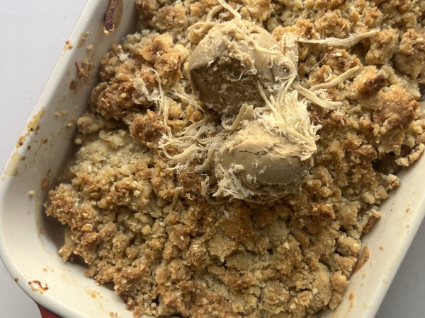 Apple Crumble Garnished with Halva
