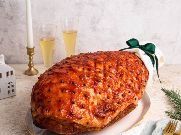 Glazed Ham with Whiskey Sauce