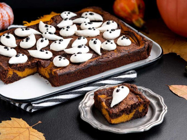 Chocolate Pumpkin Swirl Brownies