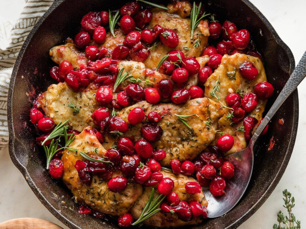 Chicken Skillet with Balsamic and Berry Sauce