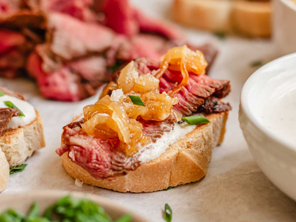 Flank Steak in Marinade with a Horseradish Cream Sauce