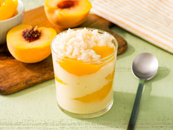 Peaches and Brown Rice Pudding Delight