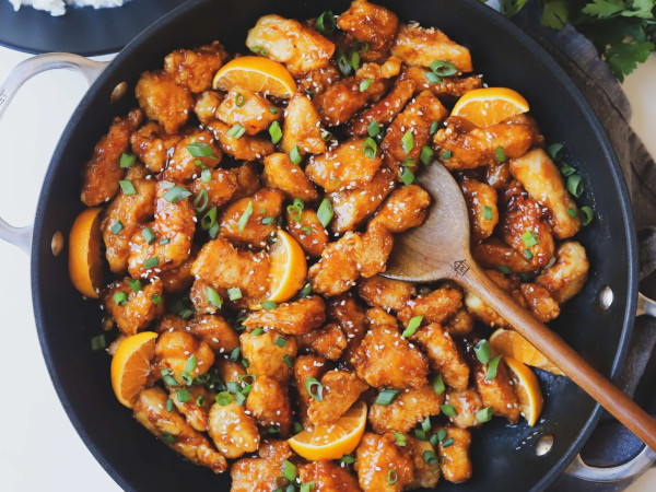 Orange Chicken with a Sticky Nectarine Glaze