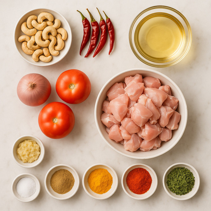 Chicken Cashew Cooking Pan Meal ingredients