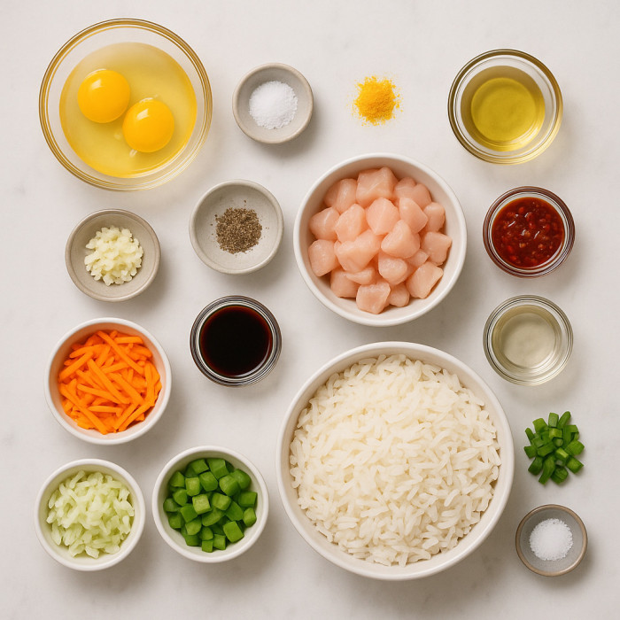 Chinese-inspired biryani dish ingredients