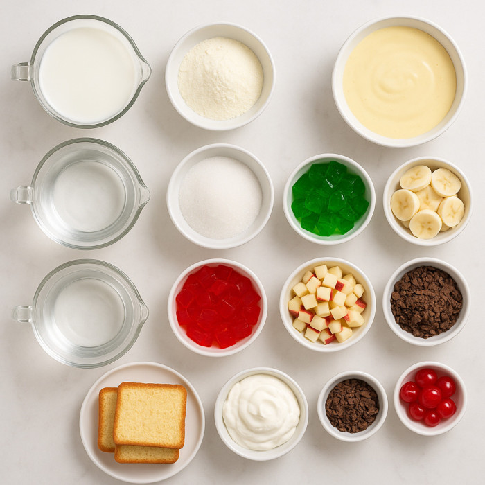 Fruity custard dessert ingredients