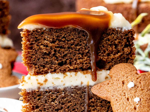 Layered Gingerbread and Butterscotch Dessert