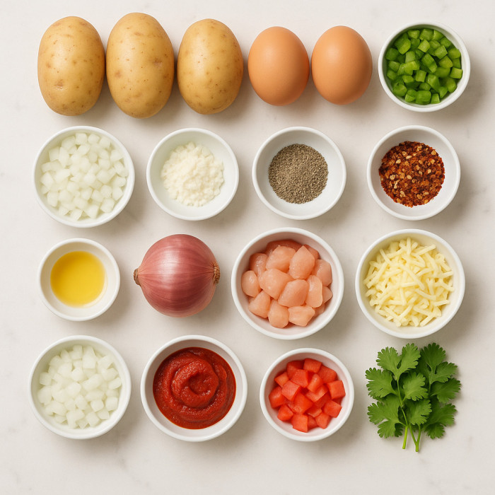 Crispy Chicken with Potato and Egg Filling ingredients