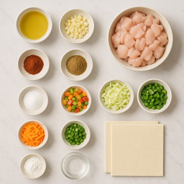 Wraps filled with chicken ingredients