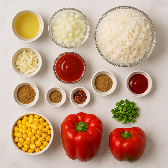 Authentic Mexican rice ingredients